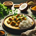 Hähnchen-Curry mit Kokosmilch und Reis - super cremig